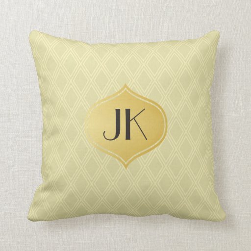 Playfully Cool Geometric Shapes Gold Monogram Throw Pillow Zazzle