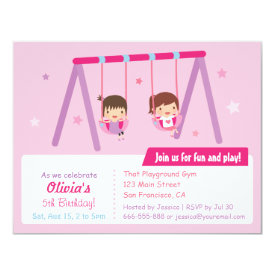 Playground Swing Girls Birthday Party Invitations