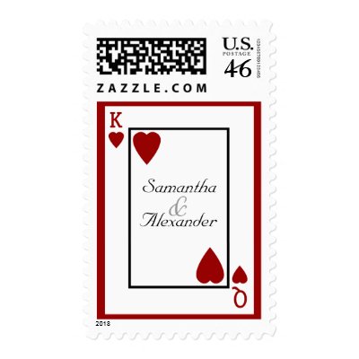 Playing Card King and Queen Wedding Stamp