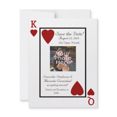 Playing Card Wedding Invitations on Playing Card King Queen Photo Save The Date Custom Invitations From