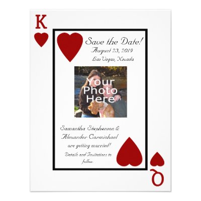 Playing Card King/Queen Photo Save the Date Custom Invitations
