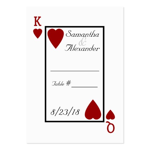 Playing Card King/Queen Table Place Cards Business Card Templates (front side)