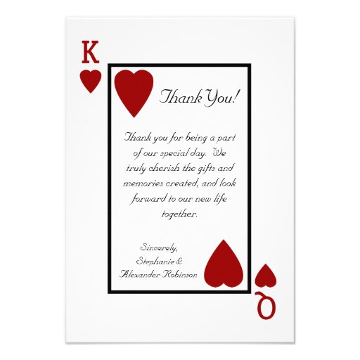 Playing Card King/Queen Thank You Notes Personalized Invites (front side)