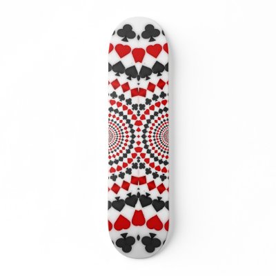 Playing Card Suits Spiral - White Skateboard by spiritswitchboard