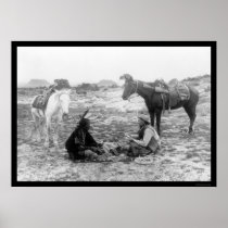 Playing Cards Cowboy and Indian 1915 Print