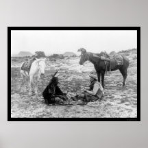 Playing Cards Cowboy and Indian 1915 Print