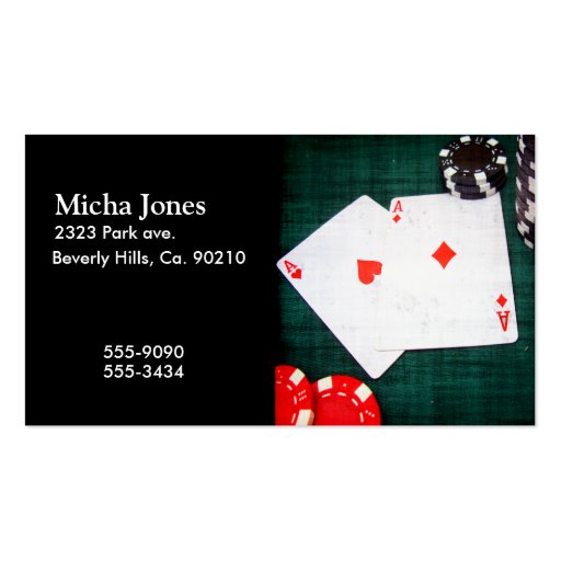Playing Cards & Poker Chips Grunge Style Business Card (front side)