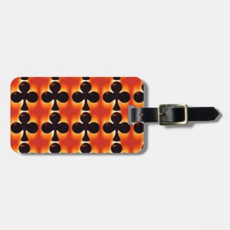 Playing Cards Suit of Clubs on Orange Luggage Tag