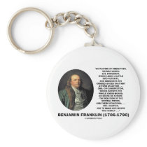 Playing Chess Caution Benjamin Franklin Quote Key Chain