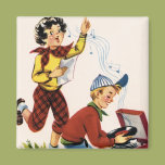 Playing Fifties Records Refrigerator Magnets