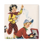 Playing Fifties Records Refrigerator Magnets