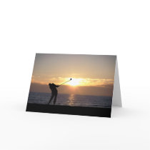 Playing Golf At Sunset Cards