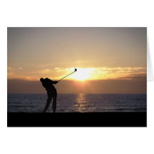 Playing Golf At Sunset Cards