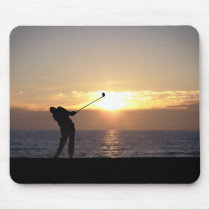 Playing Golf At Sunset mousepads