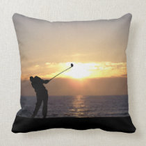 Playing Golf At Sunset pillows