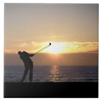 Playing Golf At Sunset tiles
