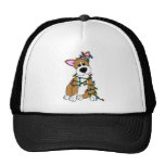 Playing in the Xmas Tree Corgi Hats