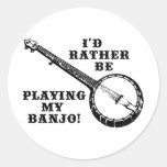 Playing My Banjo Round Sticker