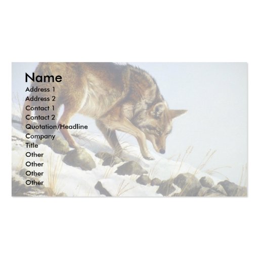 Playing possum, Coyote Business Card Template (front side)