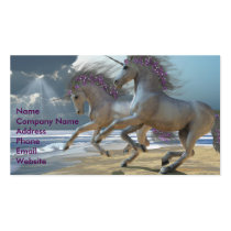 unicorn, horses, magic, fantasy, fairytale, folklore, tale, fable, creature, horn, myth, mythology, mare, stallion, equine, beach, seashore, wave, coast, shore, sea, ocean, steed, animal, mammal, mount, wild, herd, beast, magical, foal, charger, livestock, horsepower, colt, filly, fawn, stag, doe, buck, Cartão de visita com design gráfico personalizado