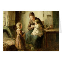 Playing with baby, 19th century cards