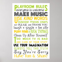 Playroom Rules Subway Art Poster