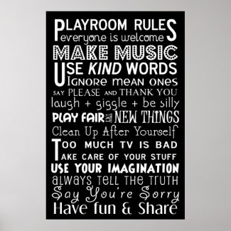Playroom Rules Subway Art Poster