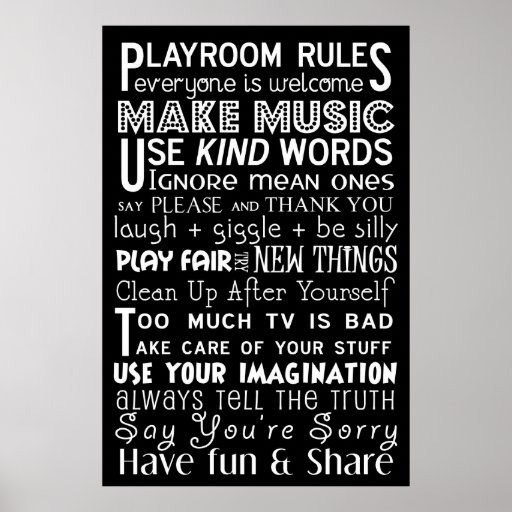 Playroom Rules Subway Art Poster