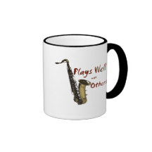 Plays Well Saxophone Coffee Mug