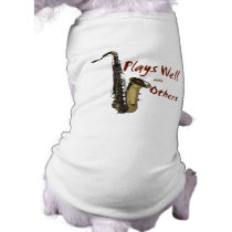 Plays Well Saxophone pet clothing by hamitup Plays Well Saxophone pet clothing