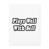 Plays Well With Self postcards by Funny_MoFo_Shirts Plays Well With Self postcards