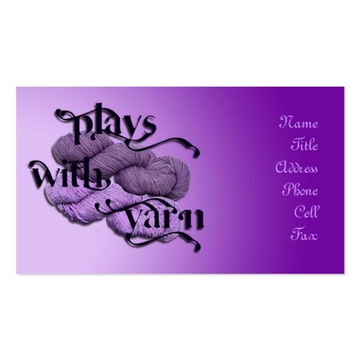 plays with yarn business card (front side)