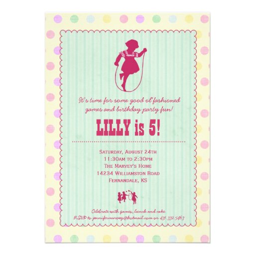 Playtime Fun Vintage Party Invitation - Girl