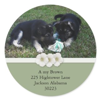 Playtime German Shepherd Address Stamps sticker