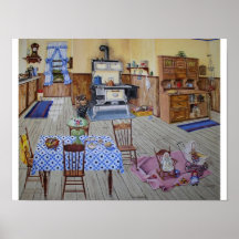 Playtimes Over At Grandma's Kitchen Print