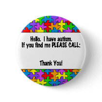 Please Call Autism ID Tag Buttons