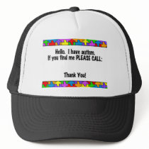 Please Call Autism ID Tag hats by wolfmama Please Call Autism ID Tag hats