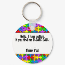 Please Call Autism ID Tag keychains by wolfmama Please Call Autism ID Tag keychains