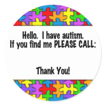 Please Call Autism ID Tag stickers