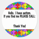 Please Call Autism ID Tag Stickers
