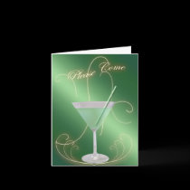Please Come Green Martini Invitation cards