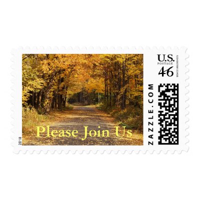 Please Join Us Fall Wedding Autumn Invitation Postage Stamp