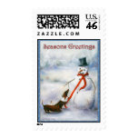 Please Play Mister- Dachshund Snowman Dogs Violano postage