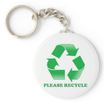 Please Recycle. Recycling Awareness. Go Green. Key Chain