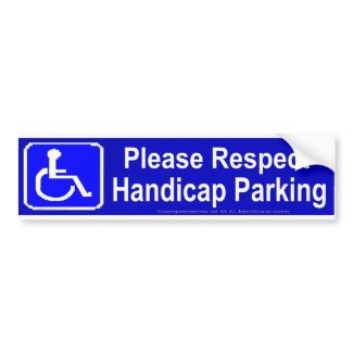 Please Respect Handicap Parking Bumper Stickers