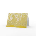 postcard - Beautiful cards in gold with lacy white covering.  Front reads Please Save the Date! Fully customizable with your text on the inside.  Add your names, your wedding date, and any other information you like. So easy!! And you can order as few or as many as you like.