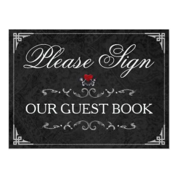 Please Sign Our Guestbook Halloween Skeletons Sign 6.5x8.75 Paper Invitation Card by juliea2010 at Zazzle