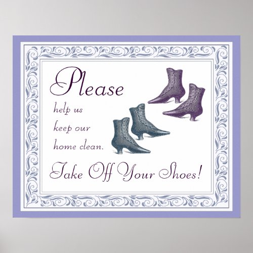 Please Take of Your Shoes Sign – Stylish Victorian Vintage Look Please Take of Your Shoes Sign – Stylish Victorian Vintage Look