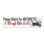 Please Watch For Motorcycles - Cruiser Bumper Sticker