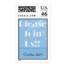 PleaseJoinUsBlue, <Custom Date> postage